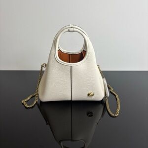 Coach White Mini Bag with Gold Chain✨